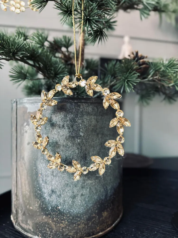Krans m. sten Guld mix 13cm