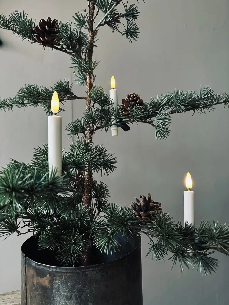 LED Juletræslys Voks 10 stk m. fjernbetjening