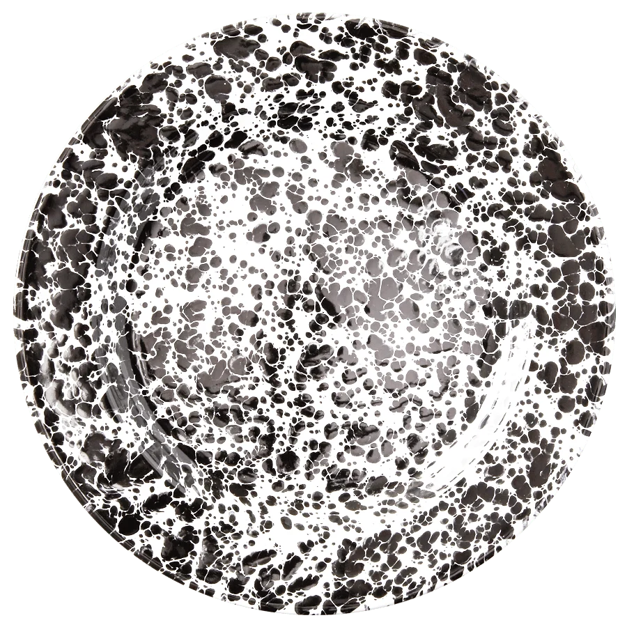 SORT EMALEL SPLATTERWARE MIDDAGETALLERKEN CROW CANYON