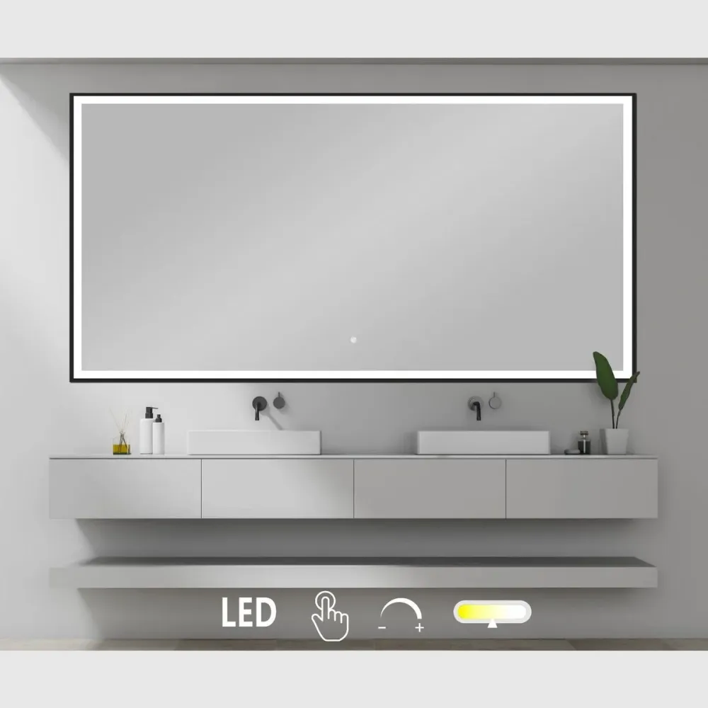 Nordic Bad Fie-2 spejl med midnight ramme og front belysning - 140x80cm