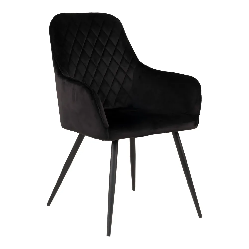 Harbo Spisebordsstol - Spisebordsstol, Velour, Midnight, Sorte Ben Hn1207 ⎮ Sæt af 2 stk.
