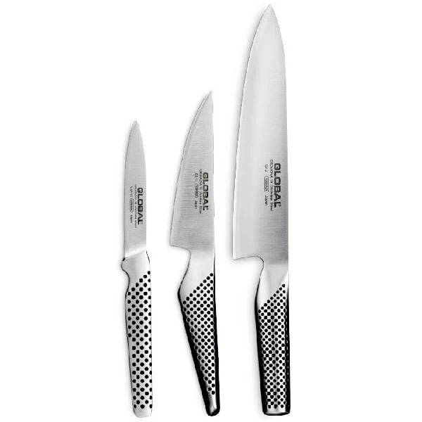GLOBAL KNIVSÆT MED 3 KNIVE - FINEST JAPANSKE KNIVE I HØJ KVALITET
