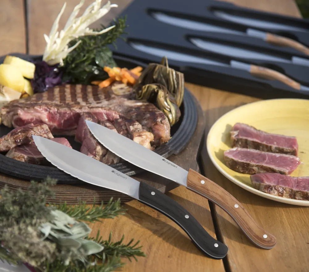 Legnoart TOMAHAWK Steakknive sæt - 4 stk - mørkt skaft