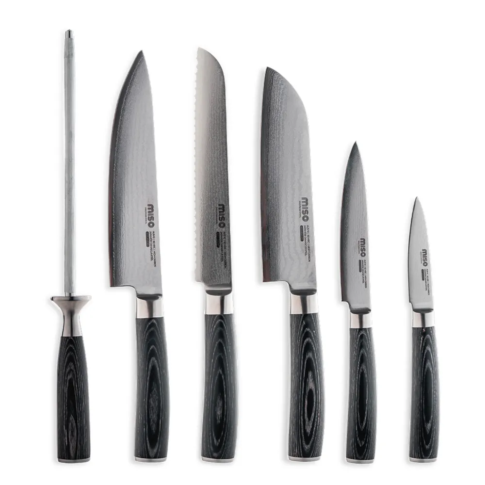 Miso - 6 dele knivsæt professional damascus hardened