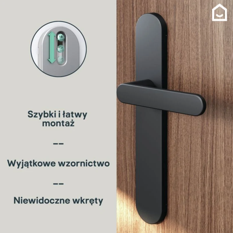 GoodHome Minimal dørhåndtag med midnight mat skilt