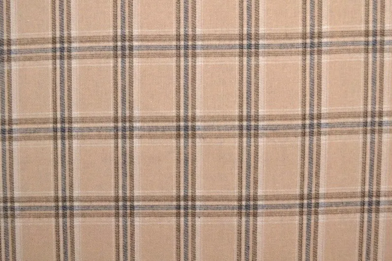 ECRU SKOTSKTERNET FLANNEL M. SORTE OG BLÅ LINJER