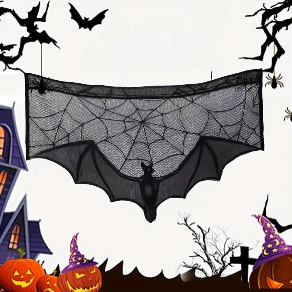 Halloween Lace Table Runner | Bat And Spiderweb Design
