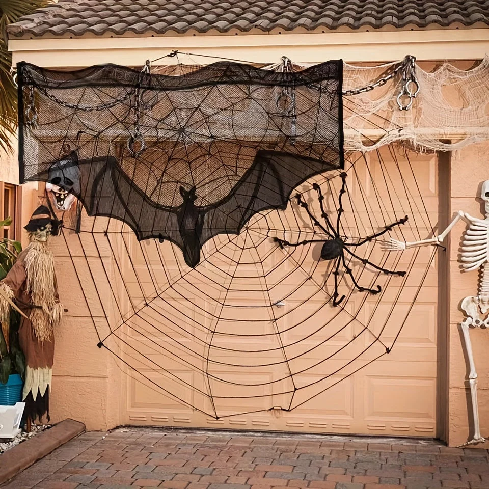 Halloween Lace Table Runner | Bat And Spiderweb Design