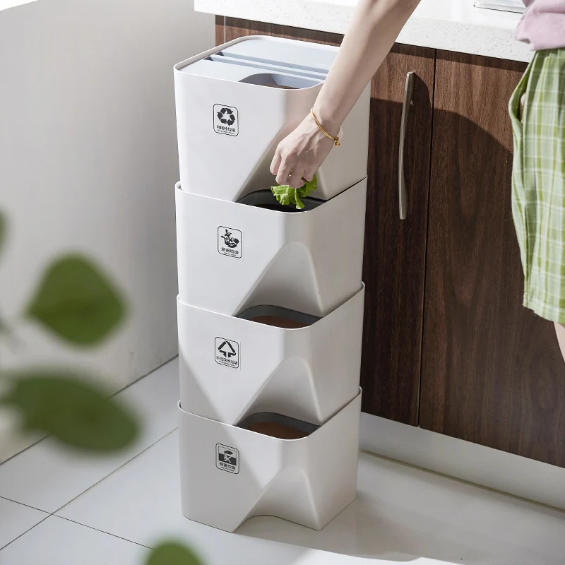 Stacked Kitchen Recycling Trash Bin BPA-Free L