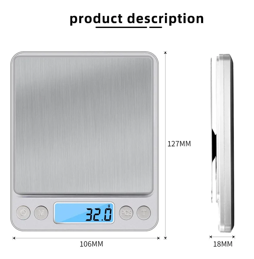 3000g 0.1g LCD Digital præcisionsfødevarevægt 3Kg