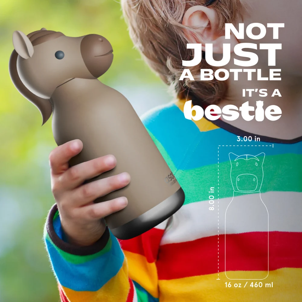 Asobu Termoflaske med sugerør Bestie - Hest 460 ml