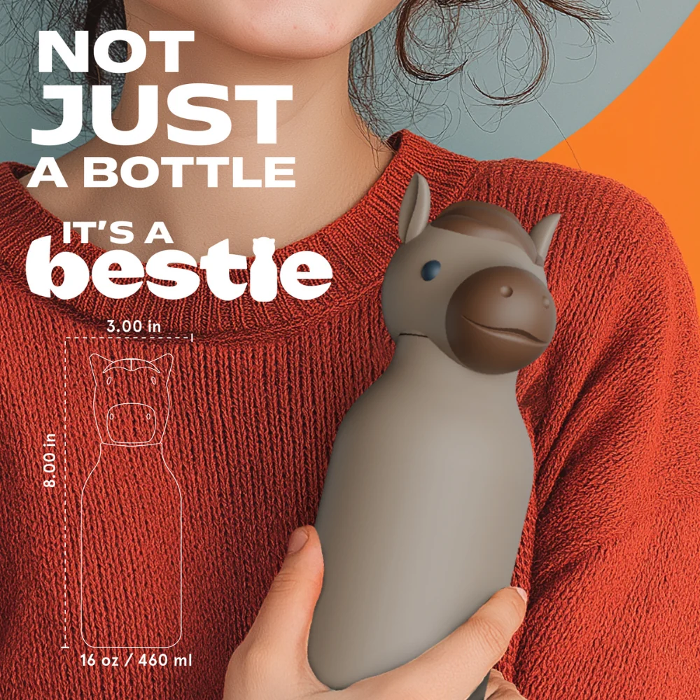 Asobu Termoflaske med sugerør Bestie - Hest 460 ml