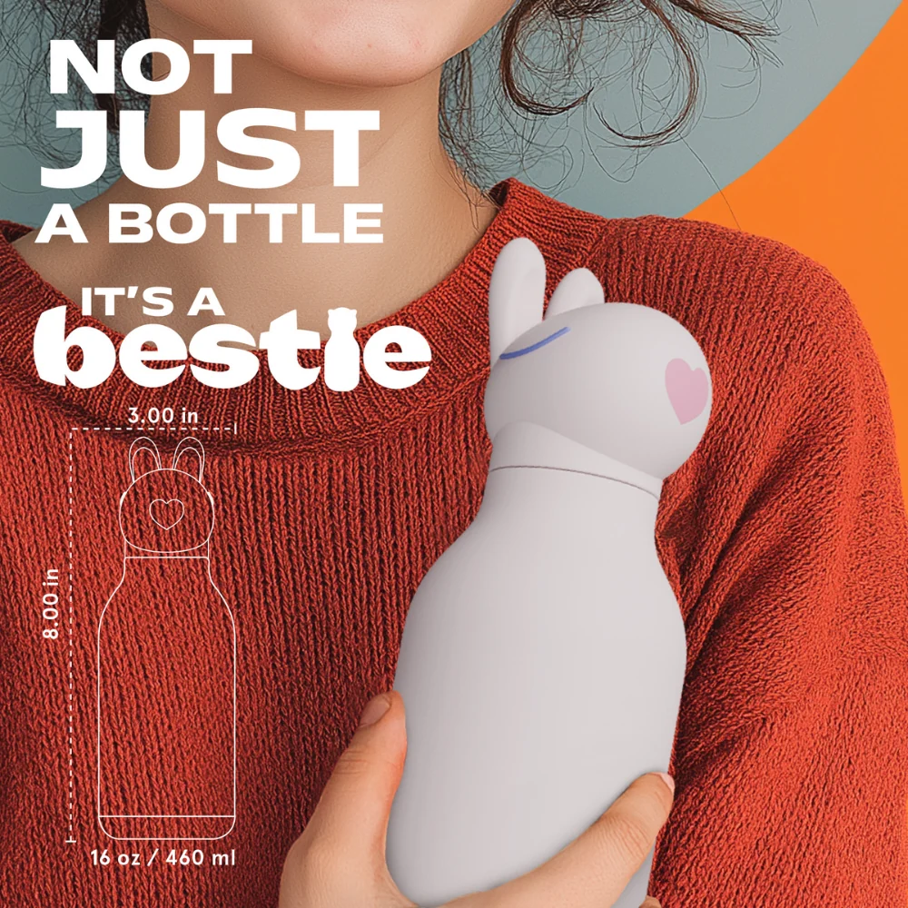 Asobu Termoflaske med sugerør Bestie - Kanin 460 ml