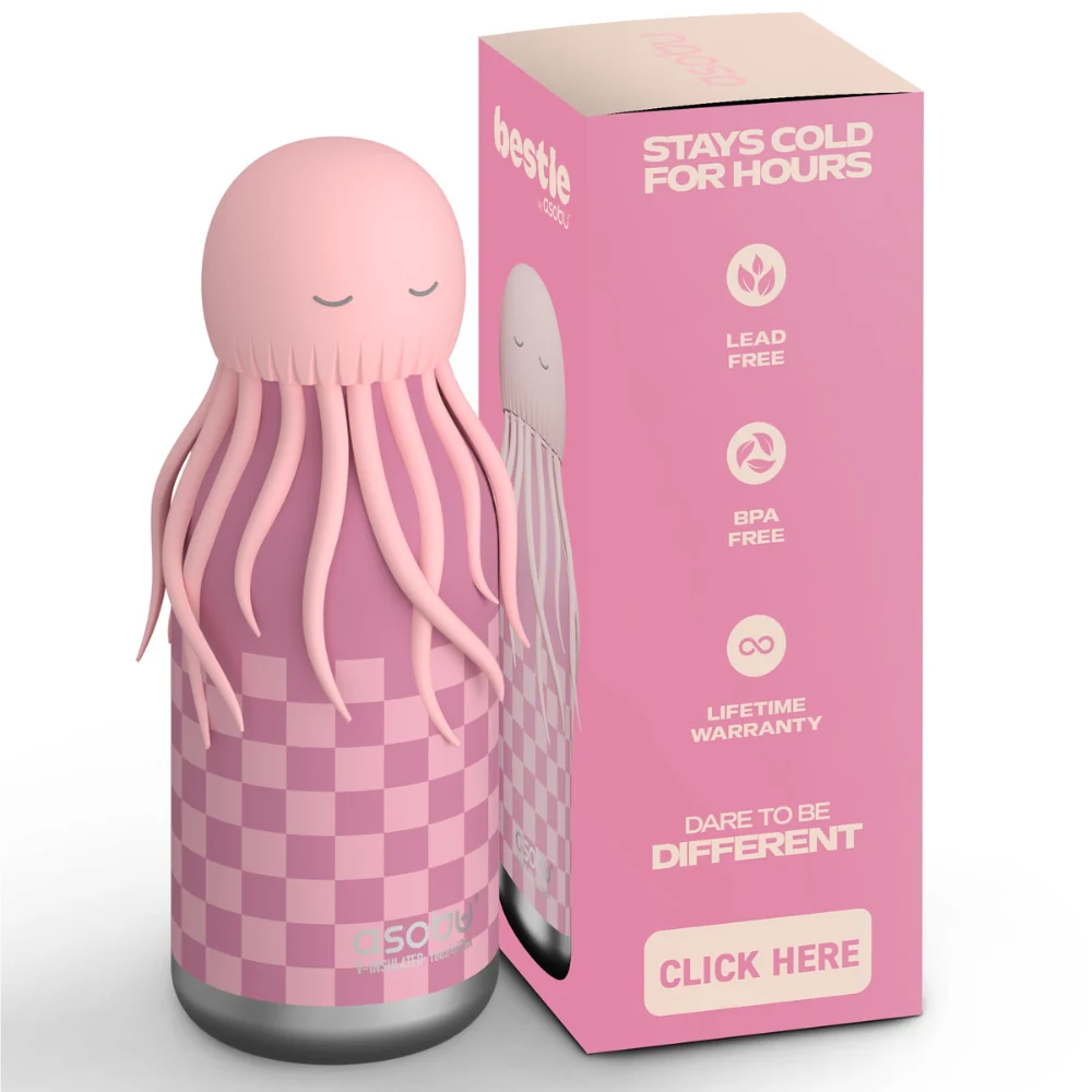 Asobu Termoflaske med sugerør Bestie - Medusa Pink 460 ml
