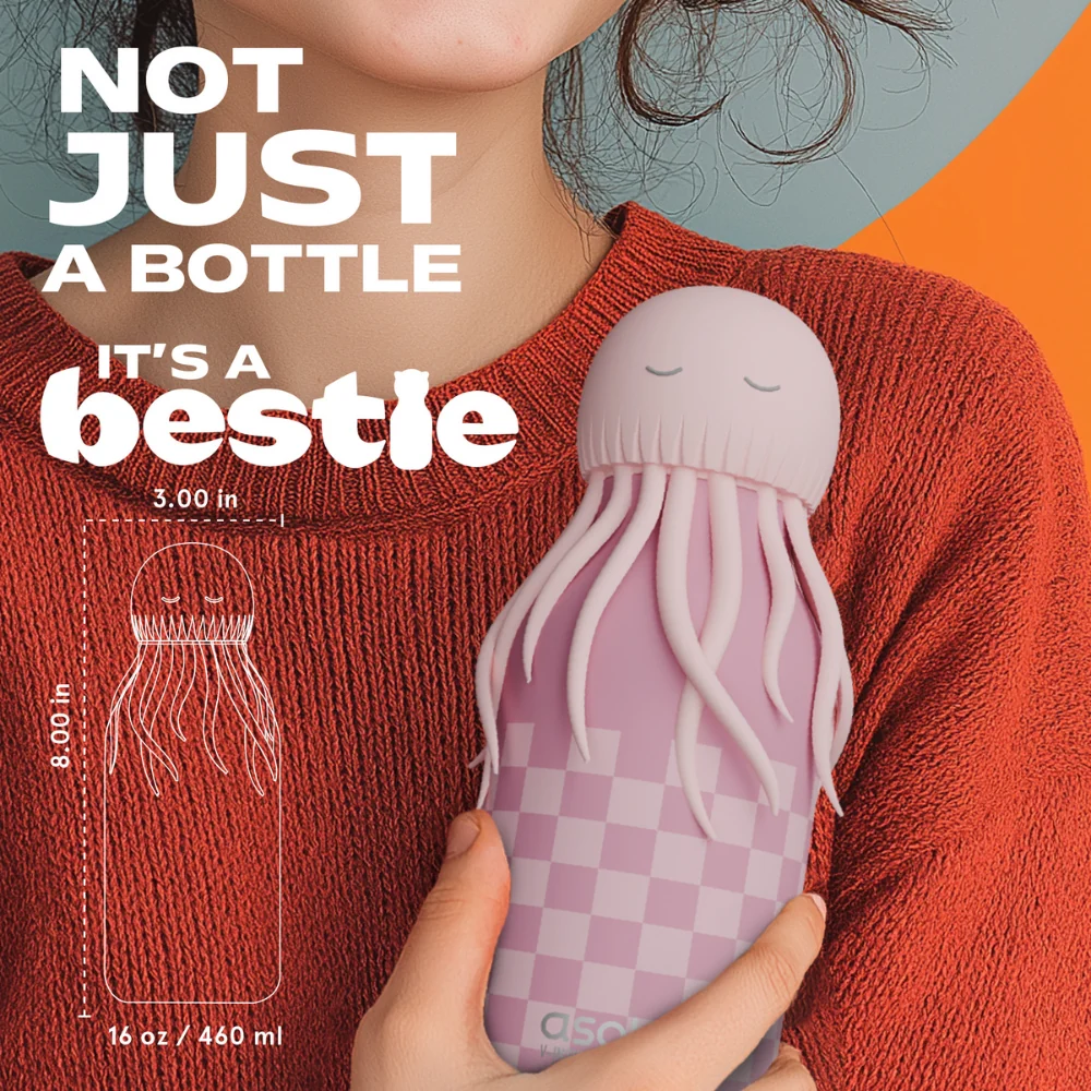 Asobu Termoflaske med sugerør Bestie - Medusa Pink 460 ml