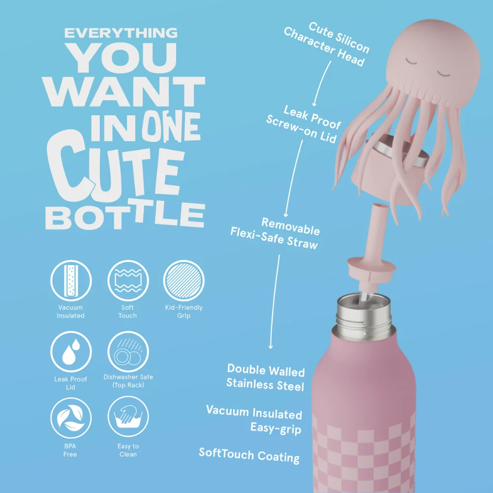 Asobu Termoflaske med sugerør Bestie - Medusa Pink 460 ml