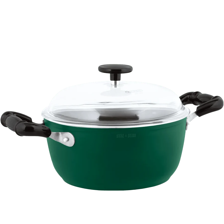 BAKELITE HÅNDTAG SLIPPEL GRYDE MED LÅG GRØNT