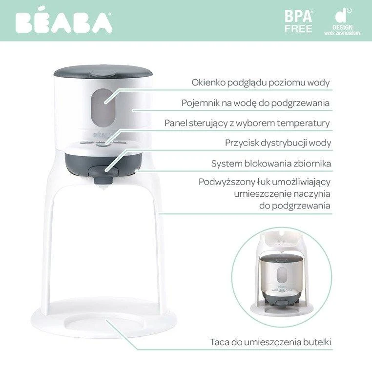 Beaba 2-i-1 mælkedispenser Bib'expresso® Hvid/grå + GRATIS