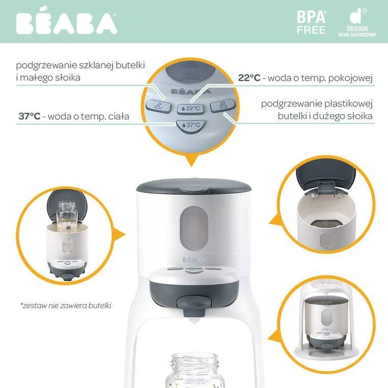 Beaba 2-i-1 mælkedispenser Bib'expresso® Hvid/grå + GRATIS