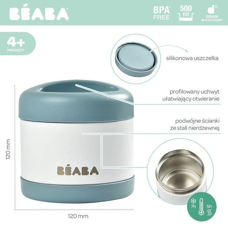 Beaba Baby termokande 500 ml baltisk blå