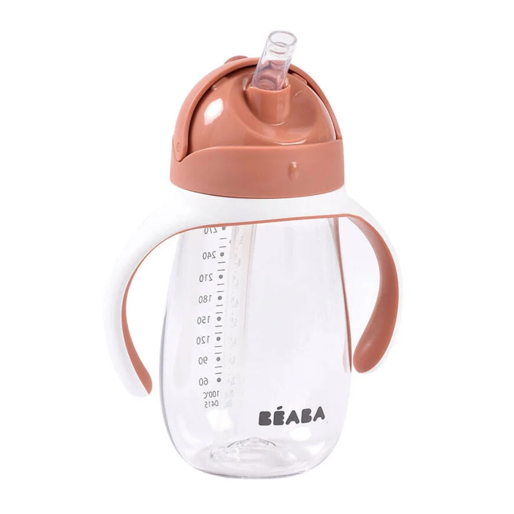 Beaba Drypfri flaske med sugerør, tritan, 300 ml, terrakotta