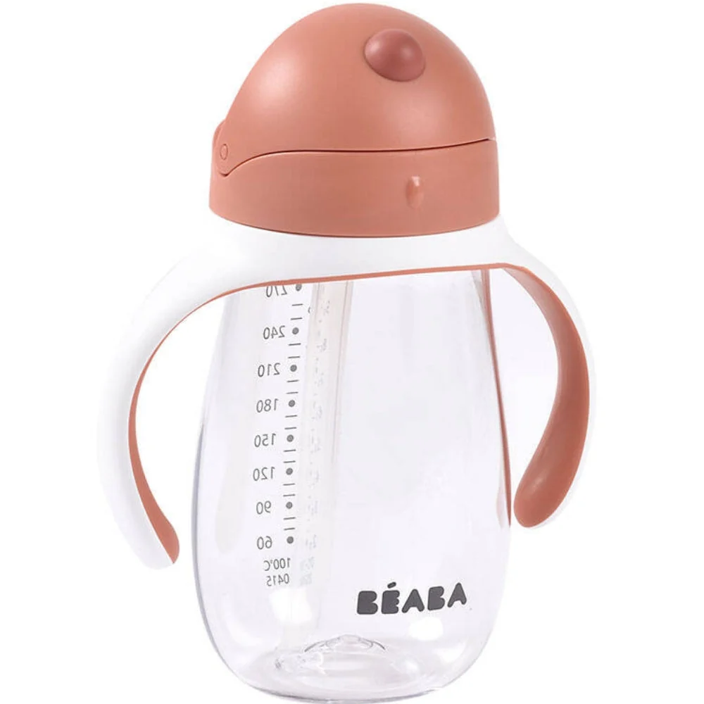 Beaba Drypfri flaske med sugerør, tritan, 300 ml, terrakotta