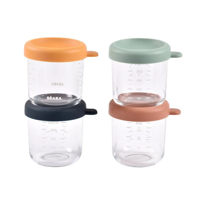 Beaba Glas madbeholder 4 stk. Sunrise farveblanding