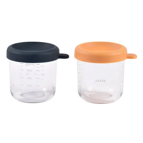 Beaba glasbeholder med låg Night blue Honey 2 x 250 ml
