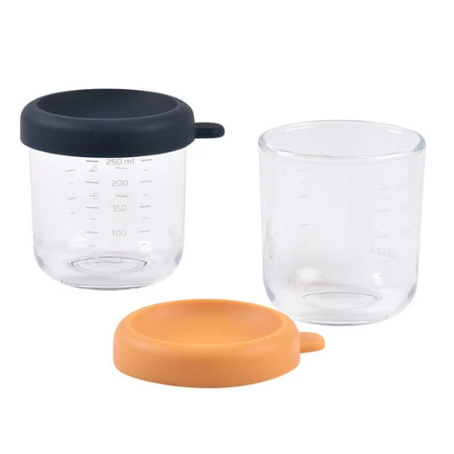 Beaba glasbeholder med låg Night blue Honey 2 x 250 ml