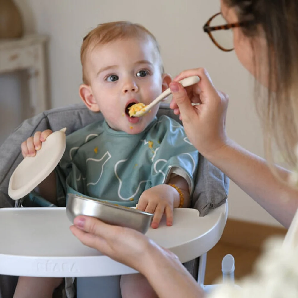 Beaba Rustfri madbeholdere med silikonelåg, 3 stk. Naturfarvet