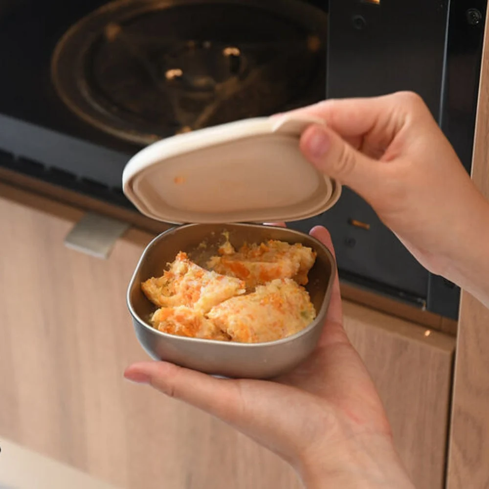 Beaba Rustfri madbeholdere med silikonelåg, 3 stk. Naturfarvet