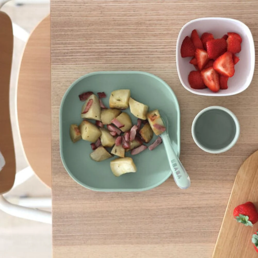 Beaba Silikone babysæt med sugekop Sage Green