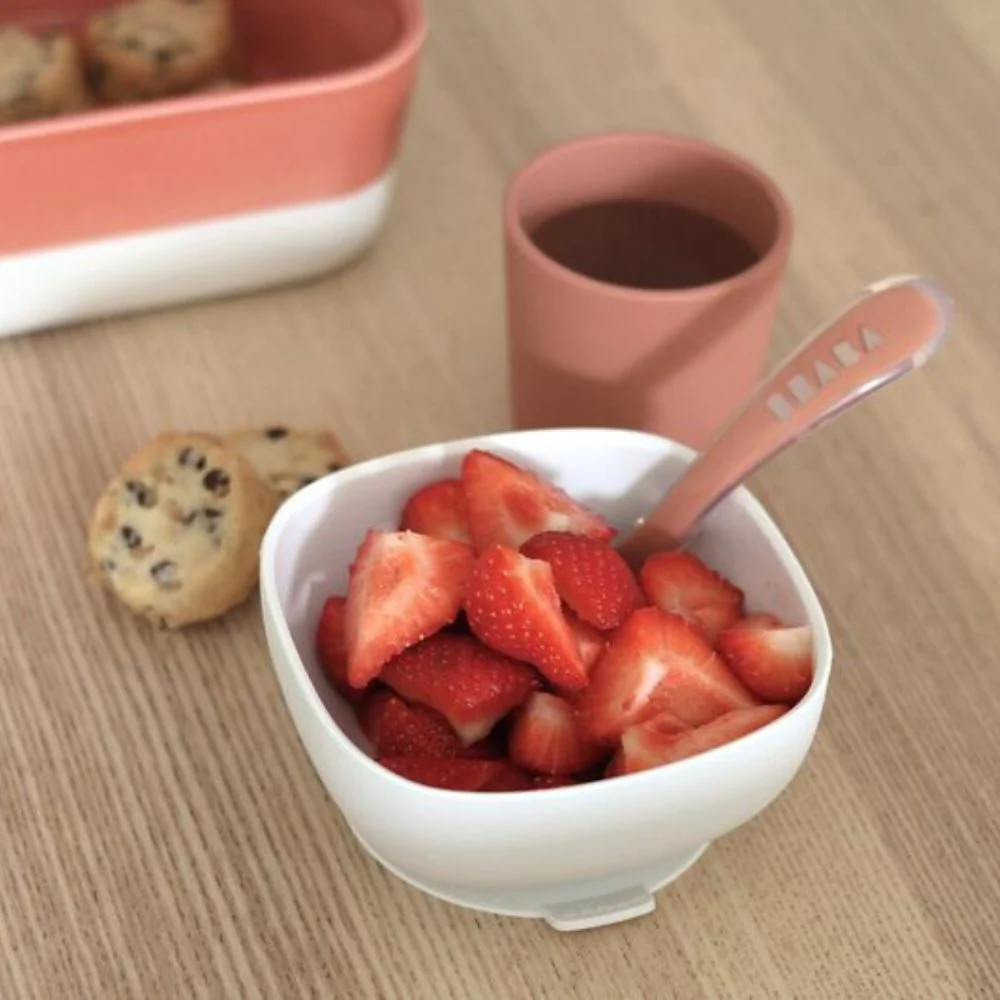 Beaba Silikone babysæt med sugekop Terracotta