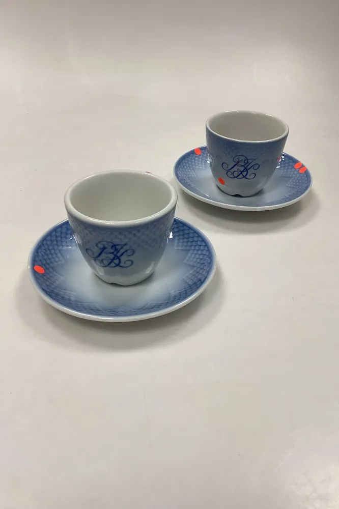 Bing og Grøndahl Blå Tone Hotel med Logo Kaffe-og underkop No. 744 - SKÅRET