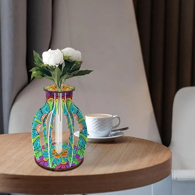 Blomstervase med glascylinder i flot mandalamønster