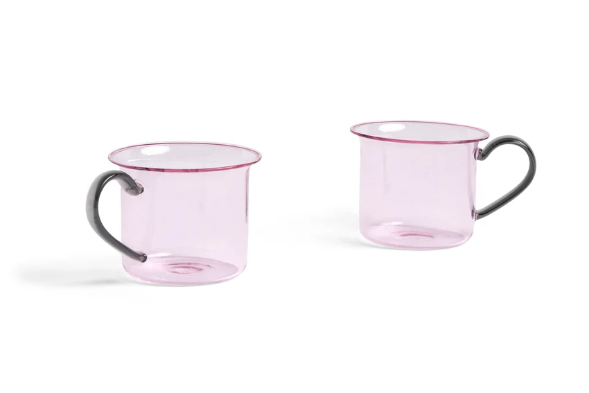 Borosilicate kop, pink - sæt af to