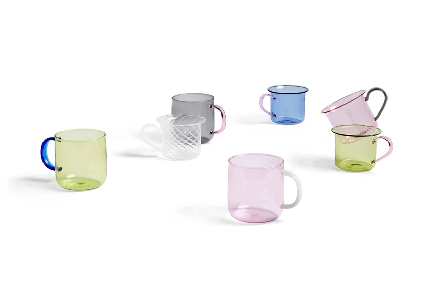 Borosilicate kop, pink - sæt af to
