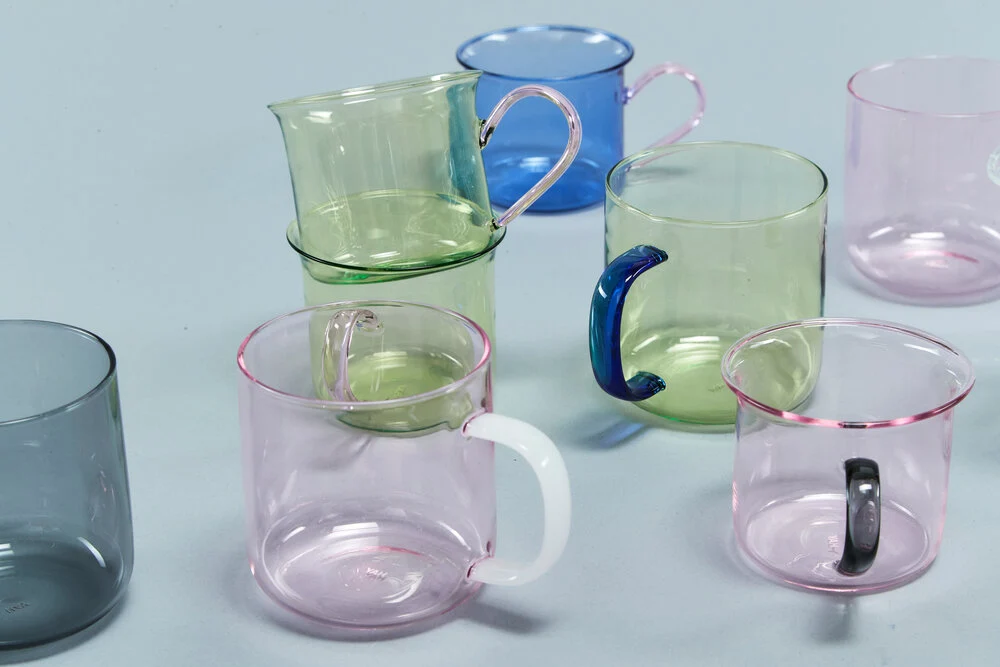 Borosilicate kop, pink - sæt af to