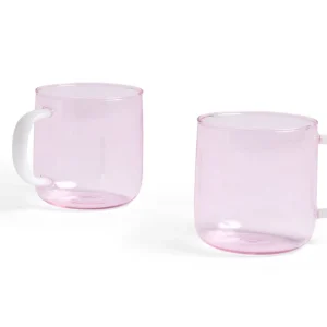 Borosilicate krus, pink- sæt af to