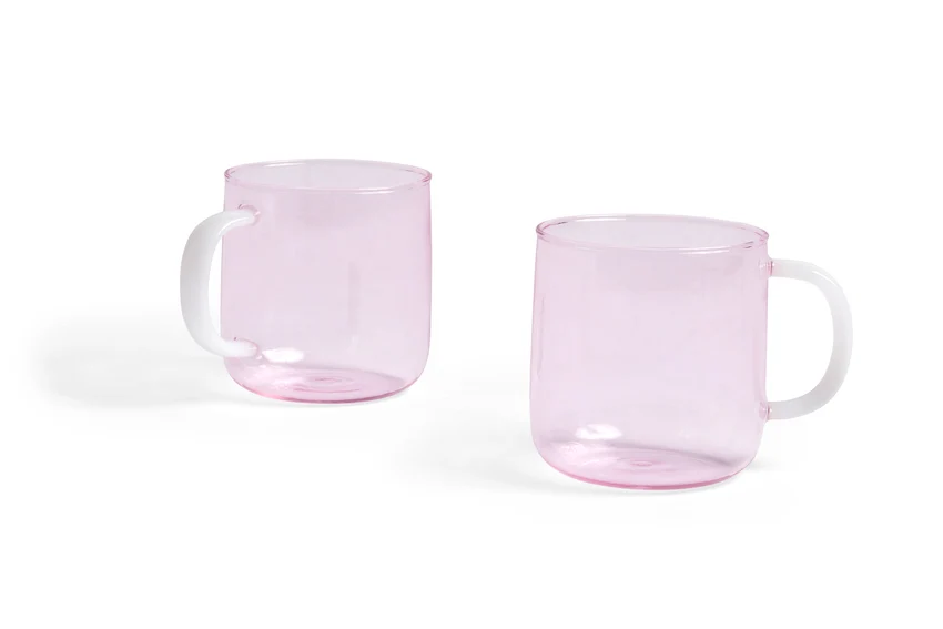 Borosilicate krus, pink- sæt af to