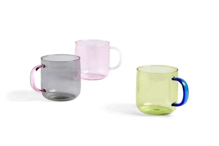 Borosilicate krus, pink- sæt af to