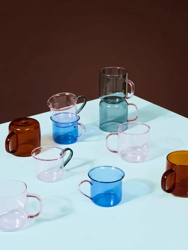 Borosilicate krus, pink- sæt af to