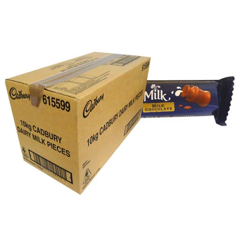 Cadbury mejerimælkestykker 10 kg ca. 830pc (bulkboks)