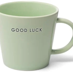 Ceramic cappucino cup 250ml - GOOD LUCK light green