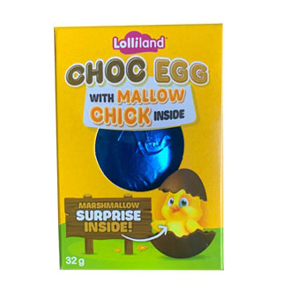 Choc Egg med Mallow Chick Inside (32G Eggs/Box)