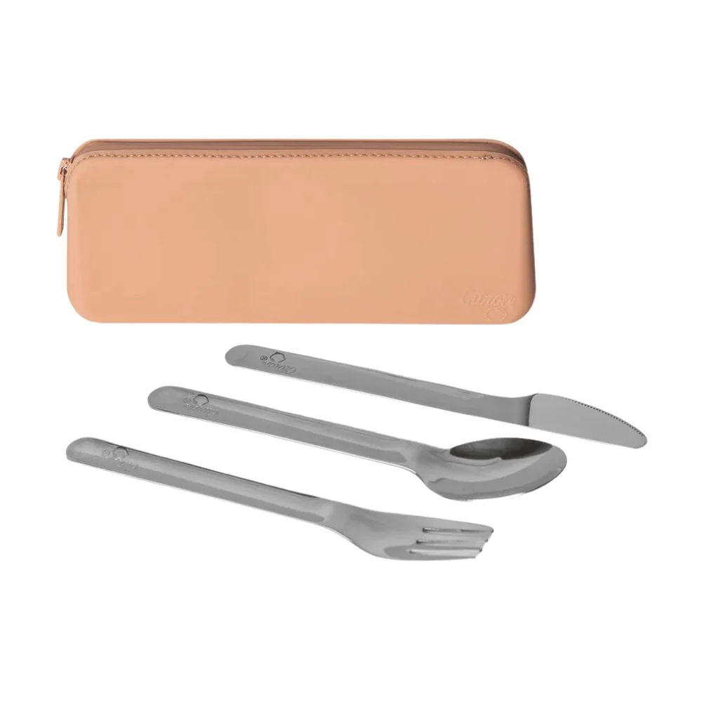 Citron rustfrit stål bestik med låsbar etui - Blush Pink