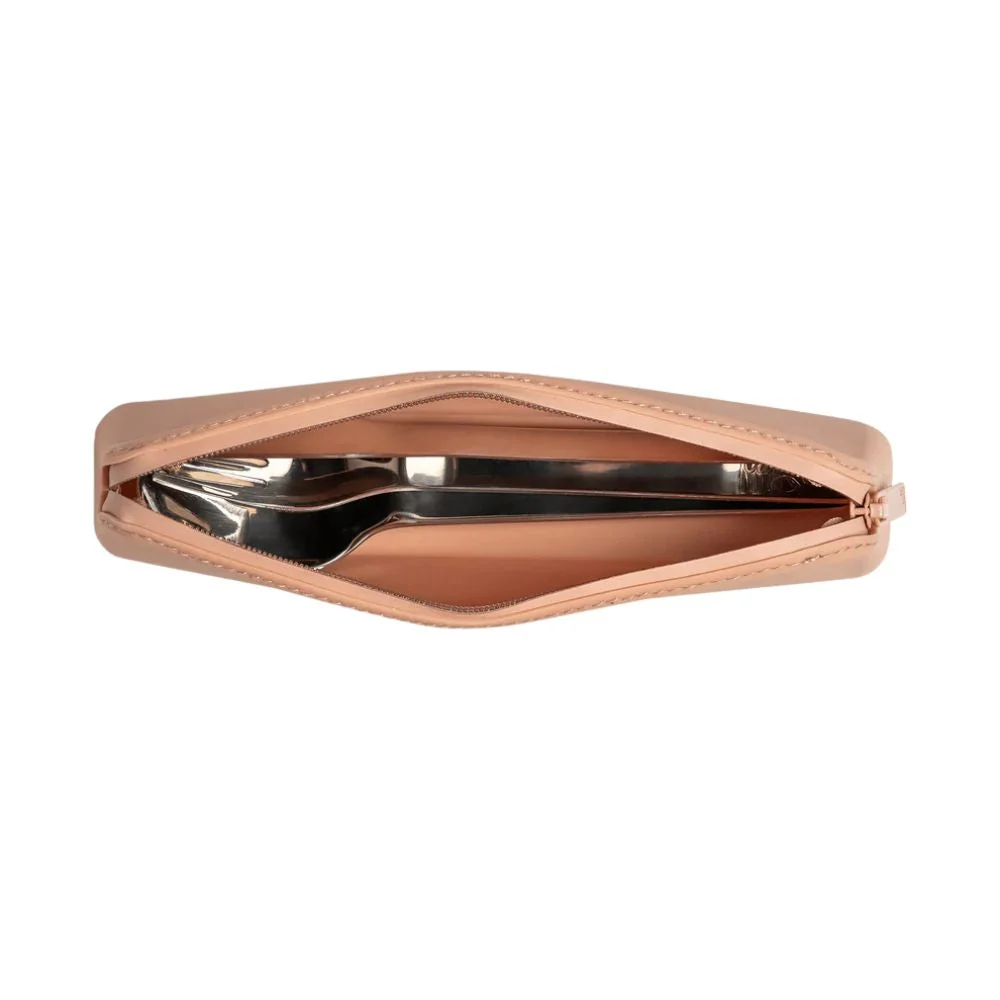 Citron rustfrit stål bestik med låsbar etui - Blush Pink