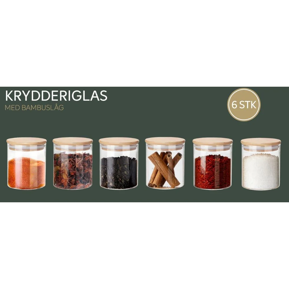 Conzept - Krydderiglas med bambuslåg 6 stk.