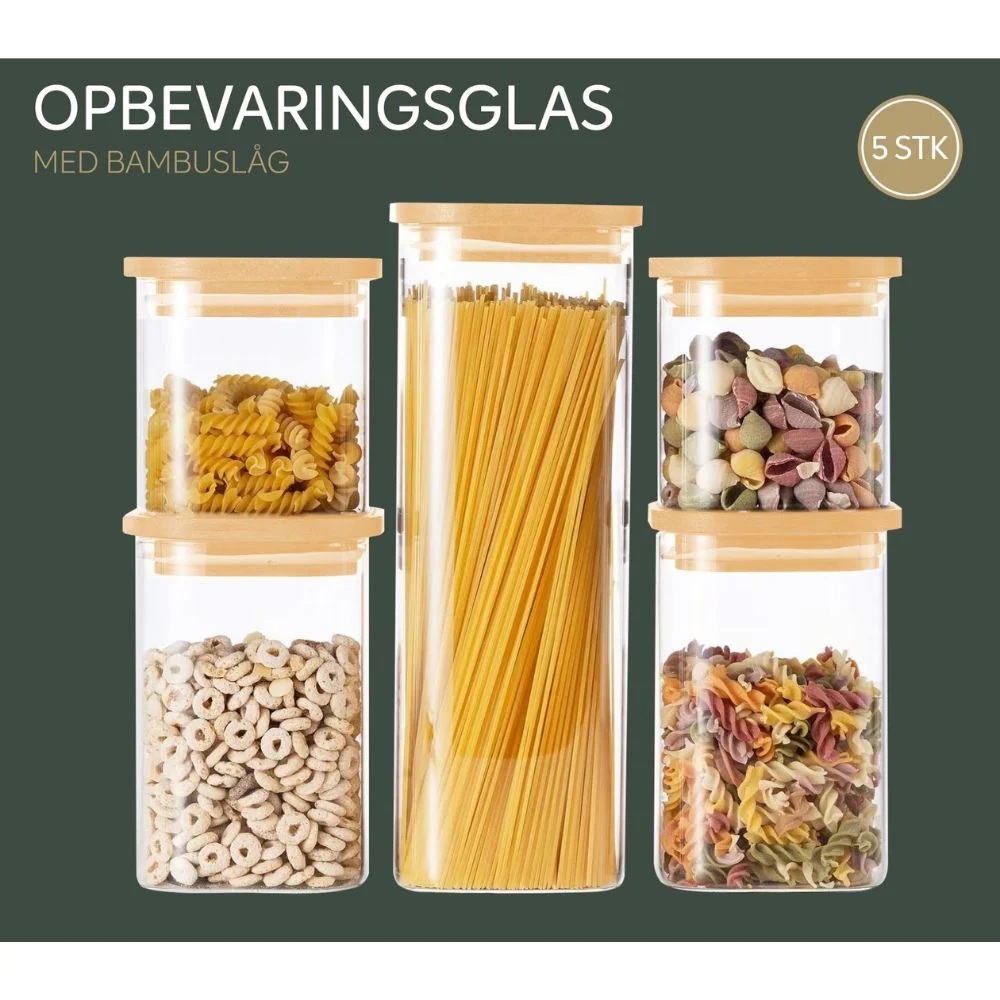 Conzept - Opbevaringsglas med bambuslåg 10 dele