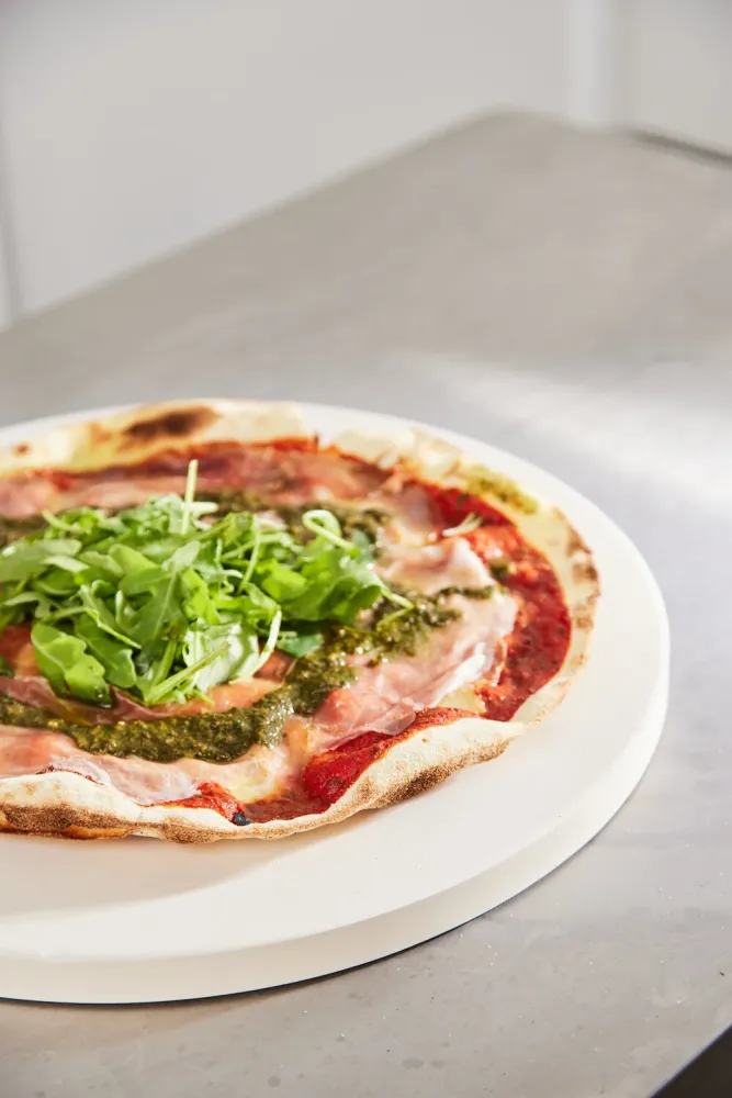 Cordierit pizzasten - Ø: 38 x 2 cm.